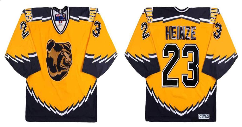 2019 Men Boston Bruins #23 Heinze Yellow CCM NHL jerseys